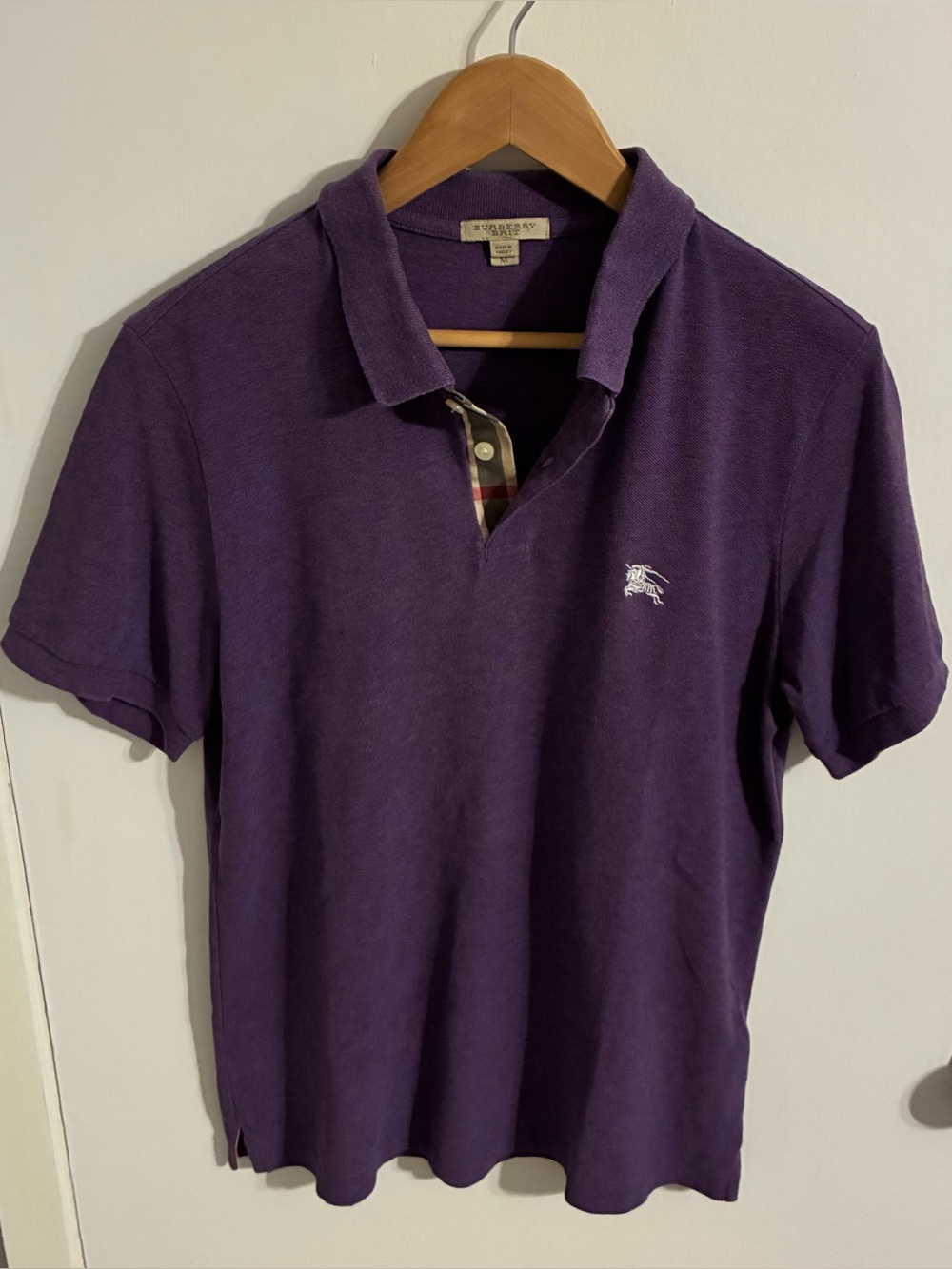 Burberry Purple Polo with Signature Check Trim
